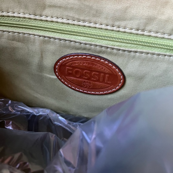 Fossil Navy Blue Floral Print Coated Canvas Crossbody Laptop Tote Bag - Picture 9 of 16